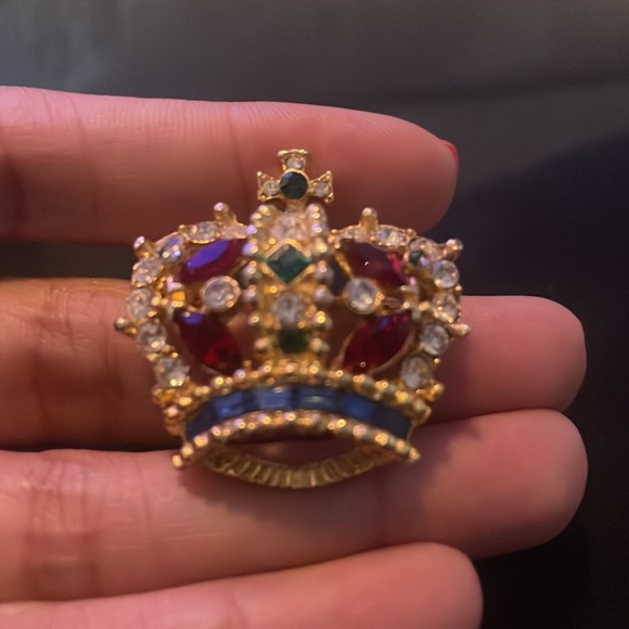 Beautiful crown brooch with crystals vintage - Picture 4 of 4